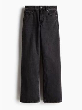 H&M‎ Wide Leg High Waisted Faded Black Jeans